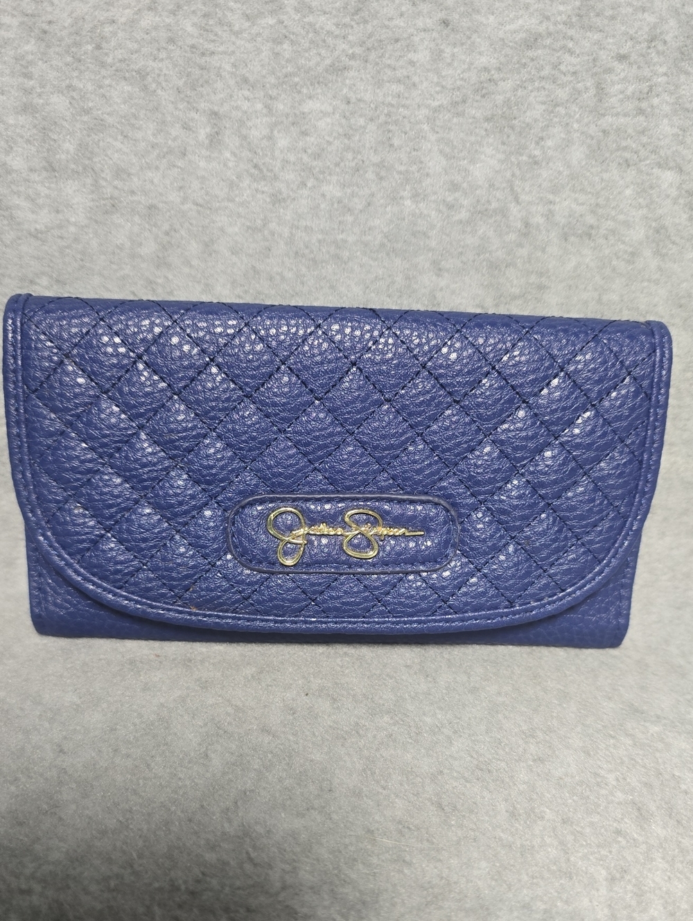 Jessica Simpson Katie Quilted Royal Blue Wallet with Gold Logo